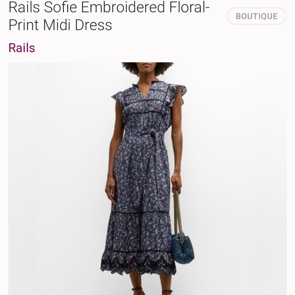 Rails Sofie Floral Embroidered Midi Dress - Navy